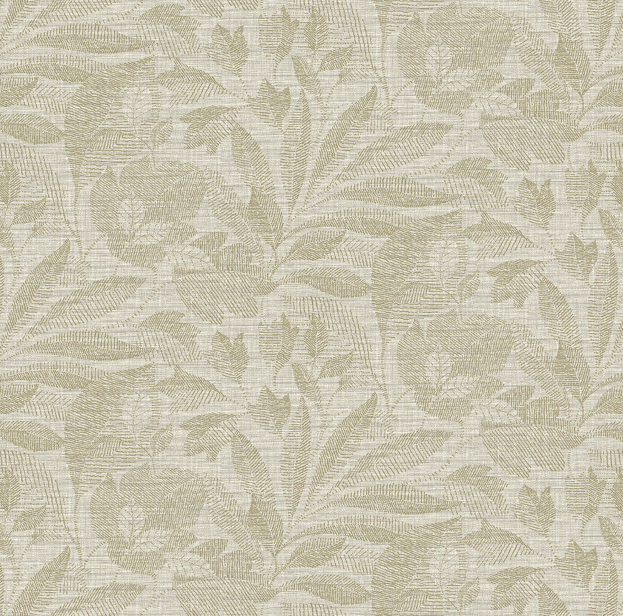 A-Street Prints 2971-86150 Lei Neutral Etched Leaves Wallpaper