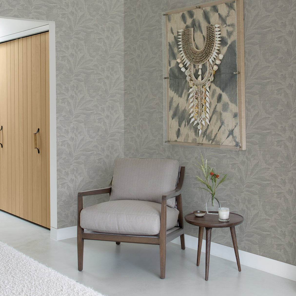 A-Street Prints 2971-86152 Lei Silver Etched Leaves Wallpaper