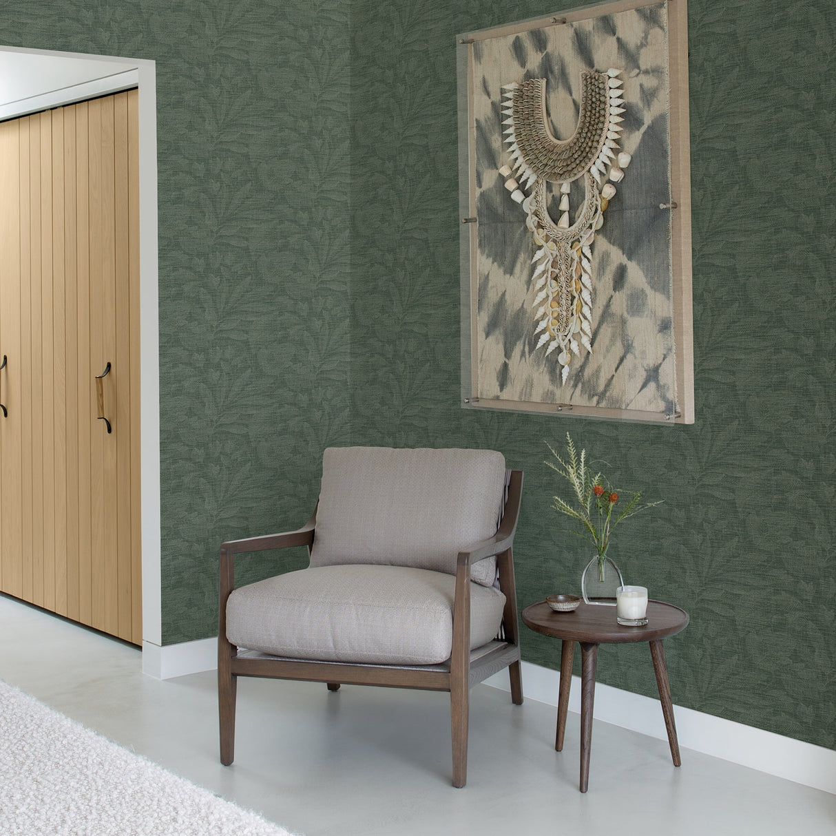 A-Street Prints 2971-86154 Lei Green Etched Leaves Wallpaper