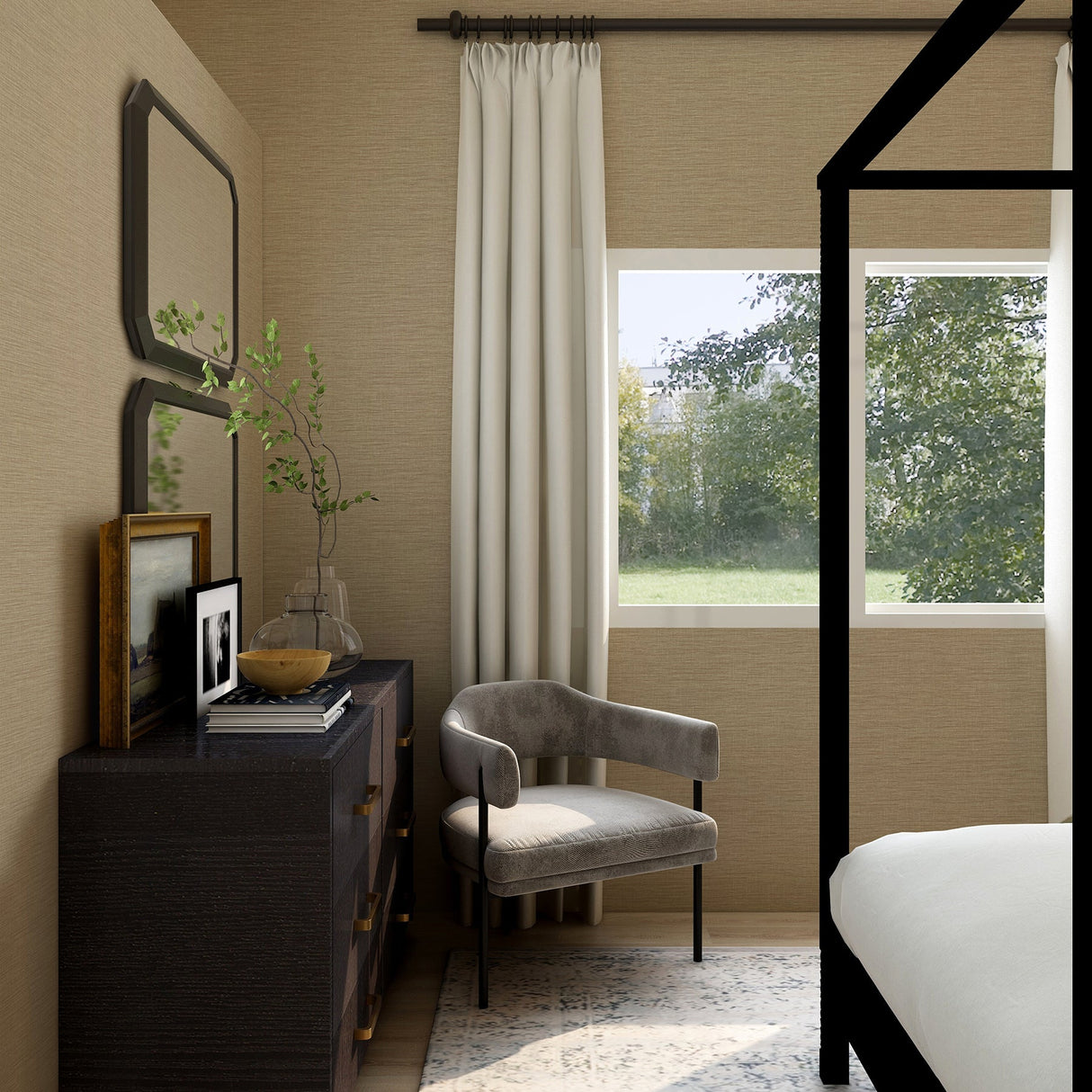 A-Street Prints 2971-86182 Lela Wheat Faux Linen Wallpaper