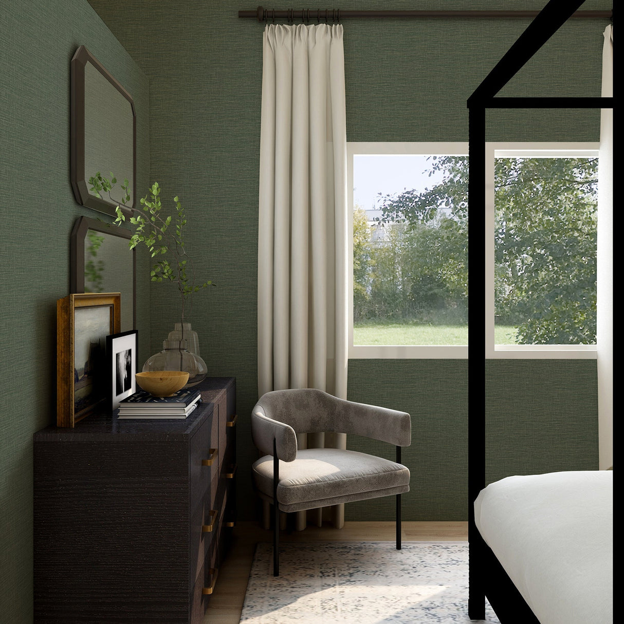 A-Street Prints 2971-86185 Lela Green Faux Linen Wallpaper