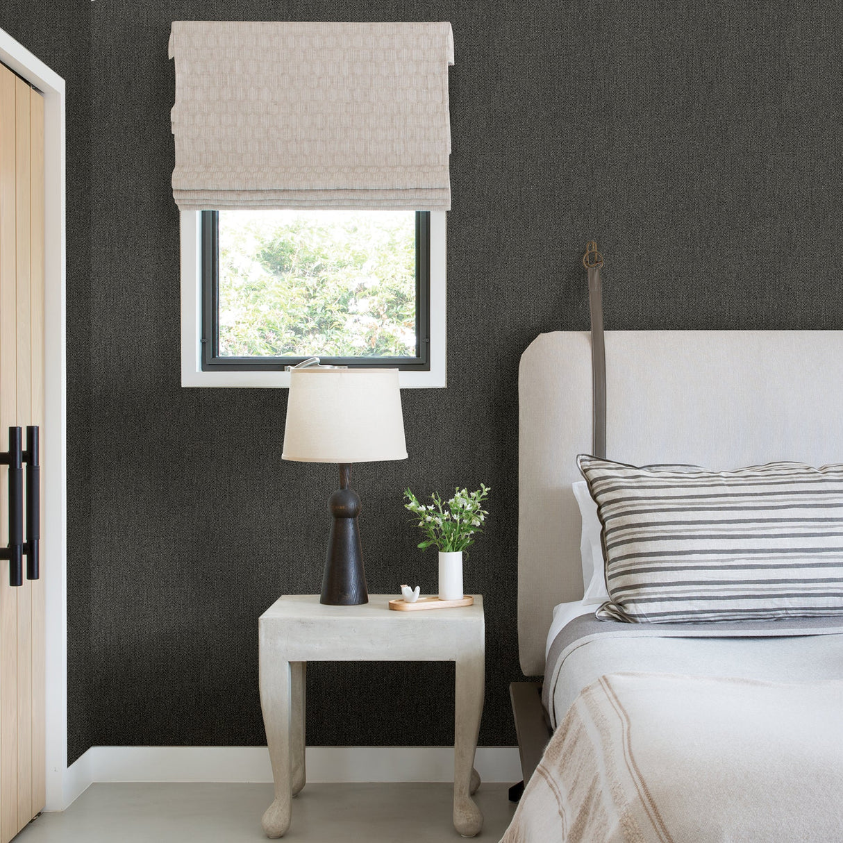 A-Street Prints 2971-86305 Sydney Charcoal Faux Linen Wallpaper