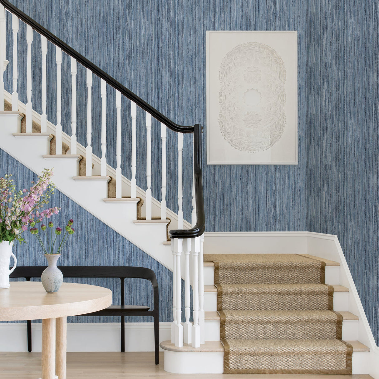 A-Street Prints 2971-86342 Justina Indigo Faux Grasscloth Wallpaper