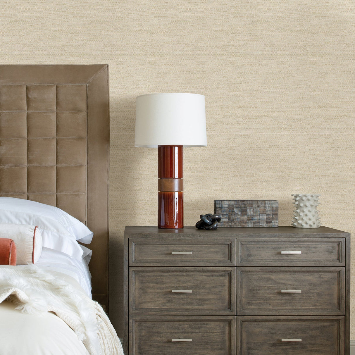 A-Street Prints 2971-86355 Jordan Cream Faux Tweed Wallpaper