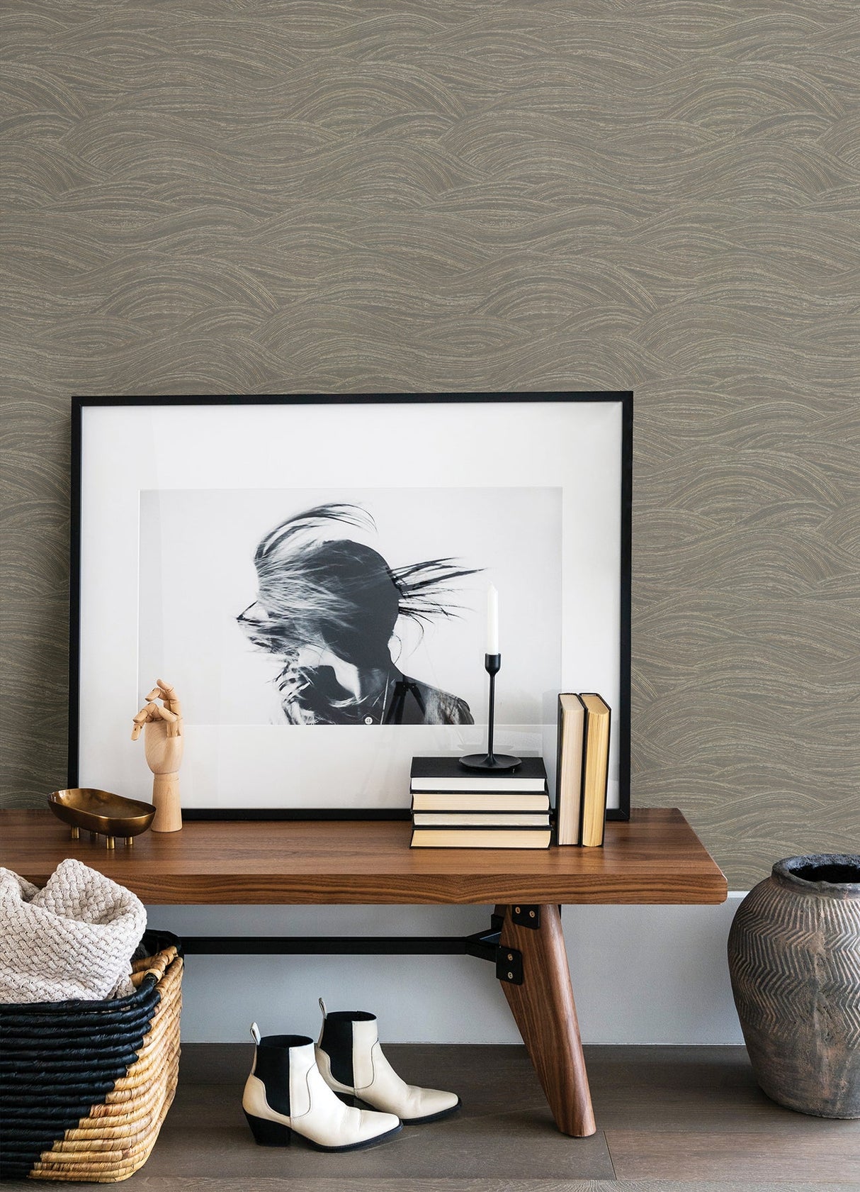 A-Street Prints 2971-86361 Leith Grey Zen Waves Wallpaper