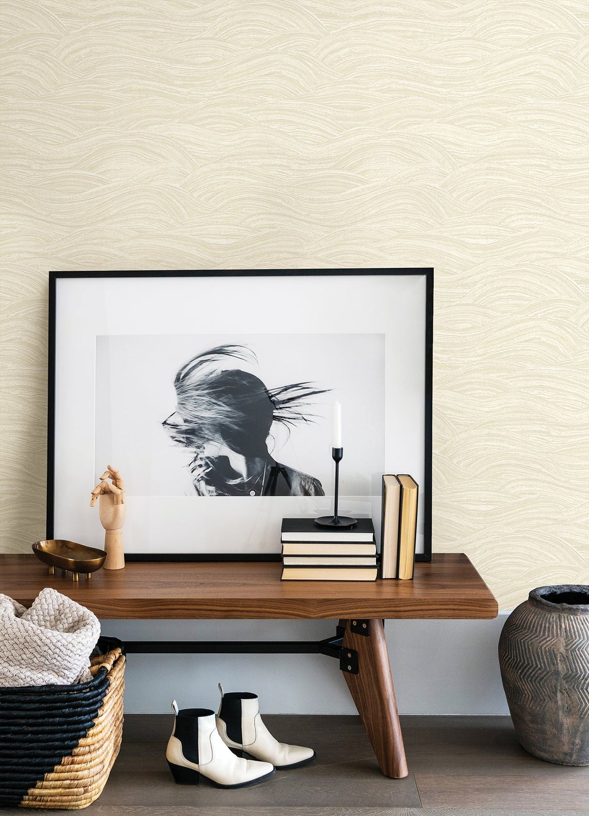 A-Street Prints 2971-86362 Leith Cream Zen Waves Wallpaper