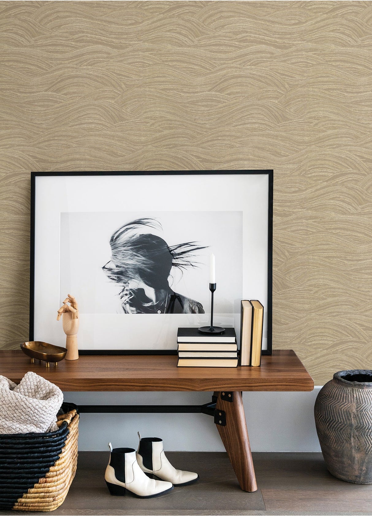 A-Street Prints 2971-86364 Leith Gold Zen Waves Wallpaper