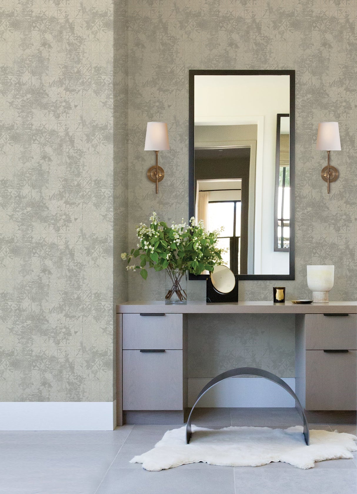 A-Street Prints 2971-86371 Odell Silver Antique Tiles Wallpaper