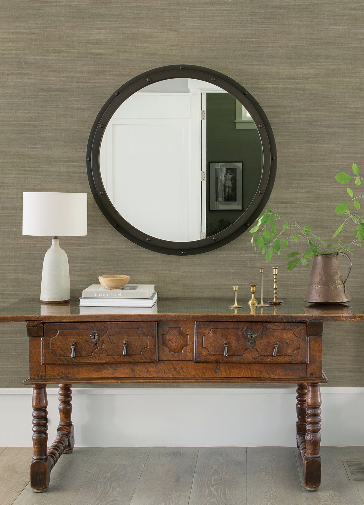 Eade’s Hiromi Pewter Abaca Grasscloth Wallpaper Pewter