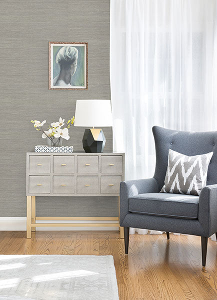 Eade’s Liaohe Silver Raffia Grasscloth Wallpaper Silver