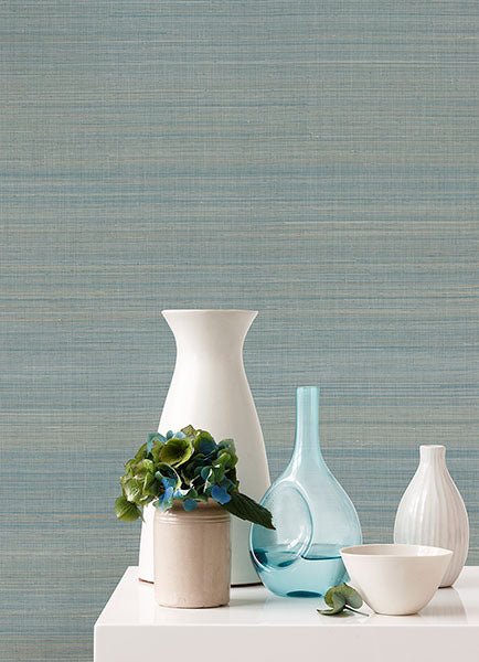 Eade’s Mai Turquoise Abaca Grasscloth Wallpaper Turquoise
