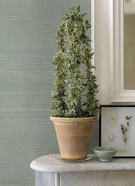 Eade’s Mai Aqua Abaca Grasscloth Wallpaper Aqua