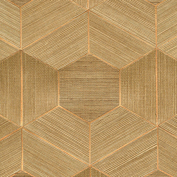 Eade’s Linzhi Copper Sisal Grasscloth Inlay Wallpaper Copper