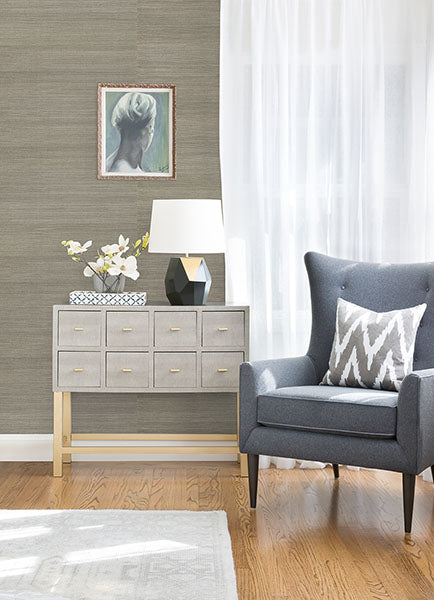 Eade’s Caihon Silver Sisal Grasscloth Wallpaper Silver