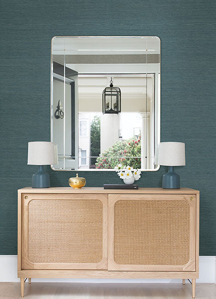 Eade’s Aiko Blue Sisal Grasscloth Wallpaper Blue