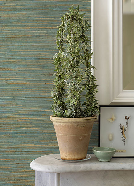 Eade’s Kira Turquoise Hemp Grasscloth Wallpaper Turquoise