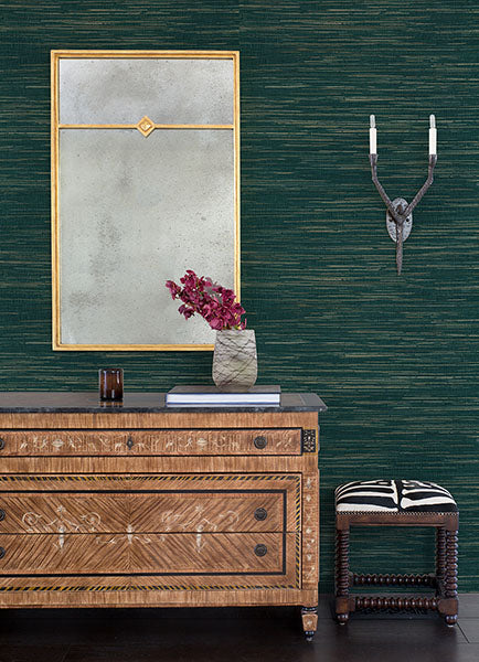 Eade’s Kira Teal Hemp Grasscloth Wallpaper Teal