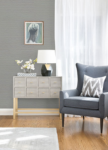 Eade’s Kira Periwinkle Hemp Grasscloth Wallpaper Periwinkle