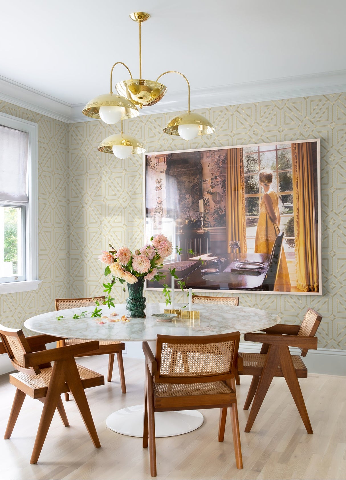 A-Street Prints 2973-87370 Voltaire Gold Beaded Geometric Wallpaper