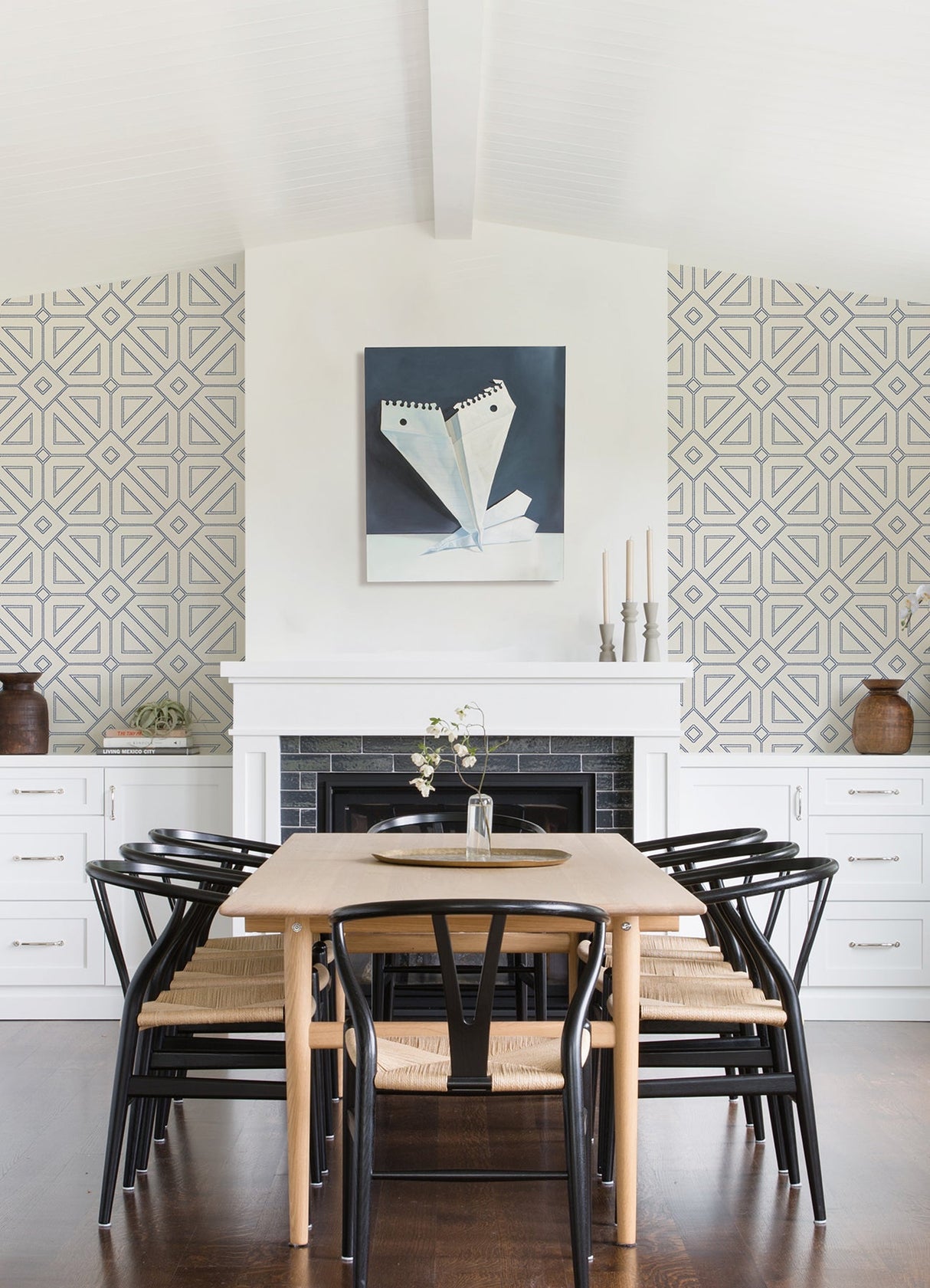 A-Street Prints 2973-87372 Voltaire Indigo Beaded Geometric Wallpaper