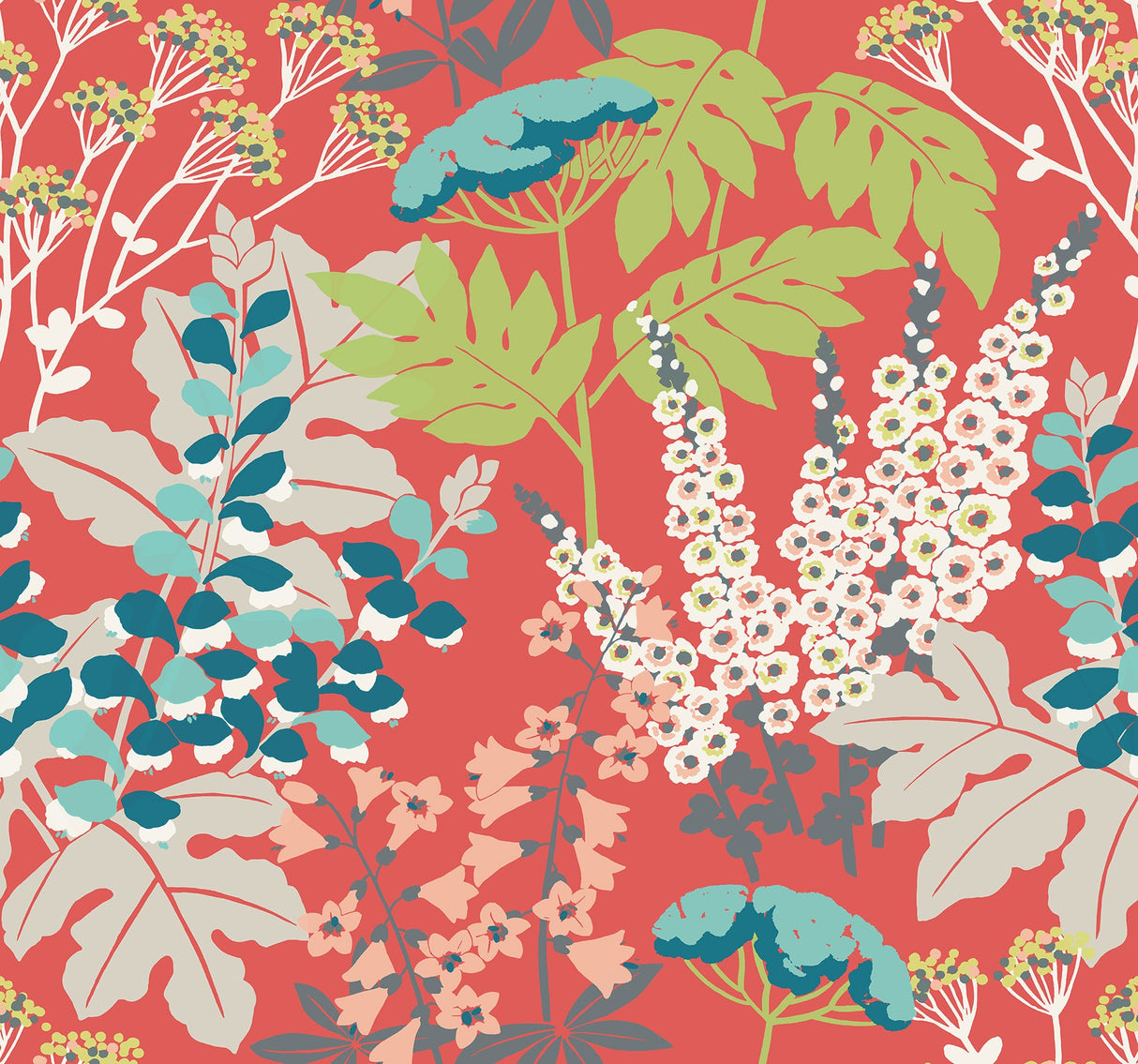 A-Street Prints 2973-90021 Brie Red Forest Flowers Wallpaper