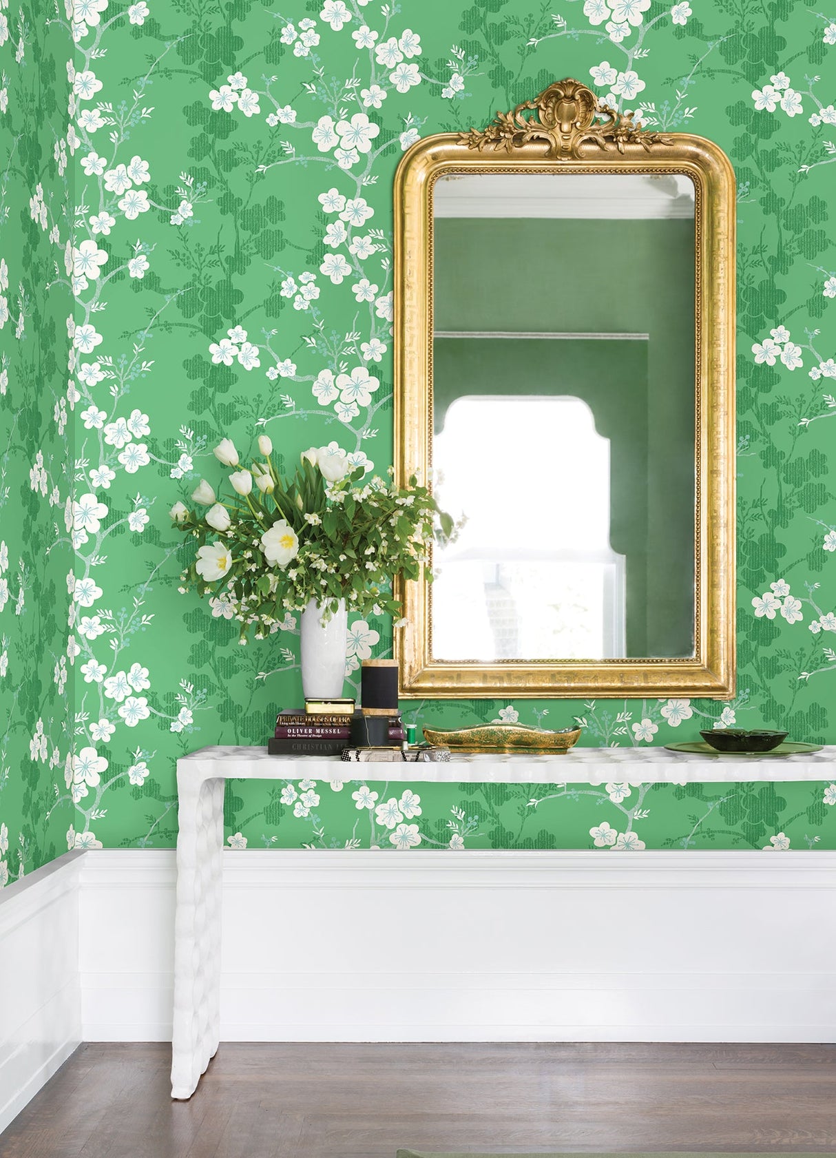 A-Street Prints 2973-90103 Nicolette Green Floral Trail Wallpaper