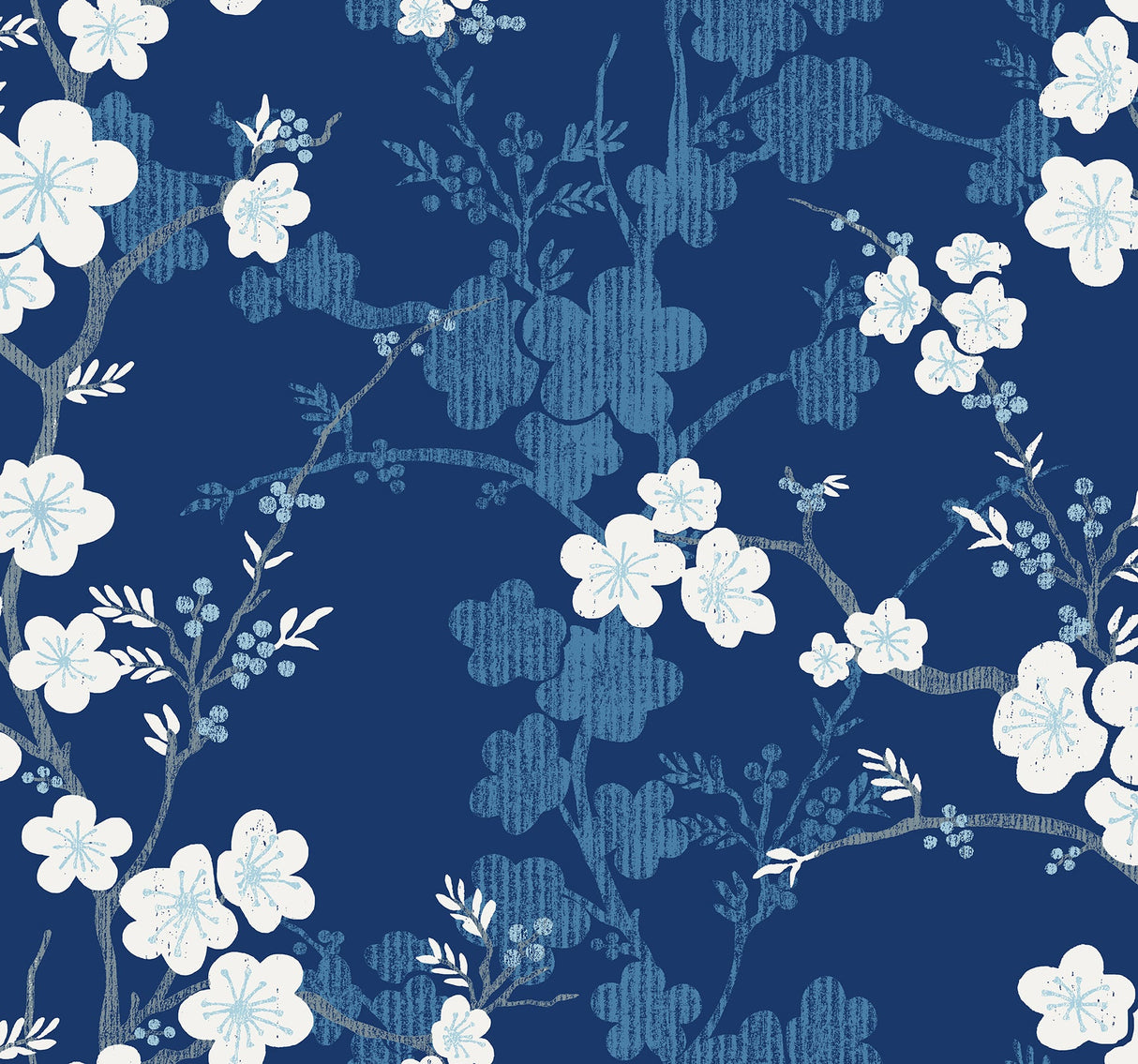 A-Street Prints 2973-90104 Nicolette Navy Floral Trail Wallpaper