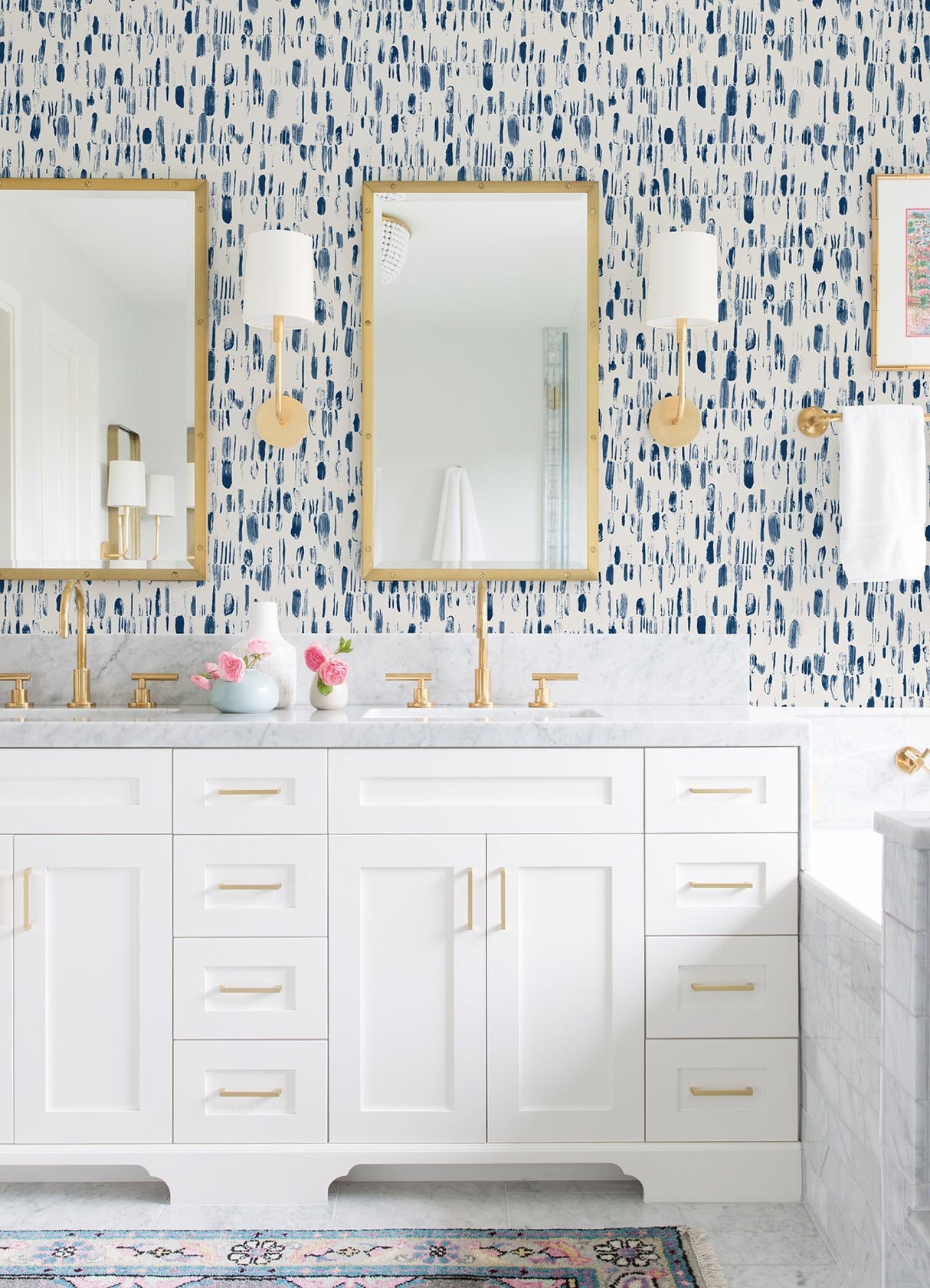 A-Street Prints 2973-90202 Dwell Navy Brushstrokes Wallpaper