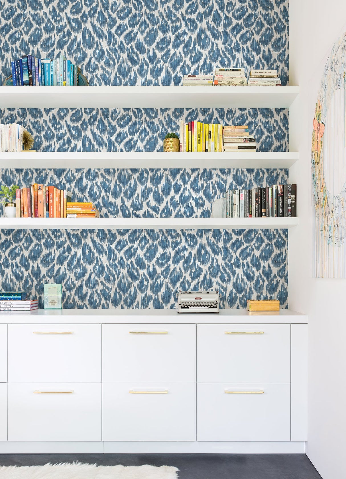 A-Street Prints 2973-90301 Electra Blue Leopard Spot String Wallpaper