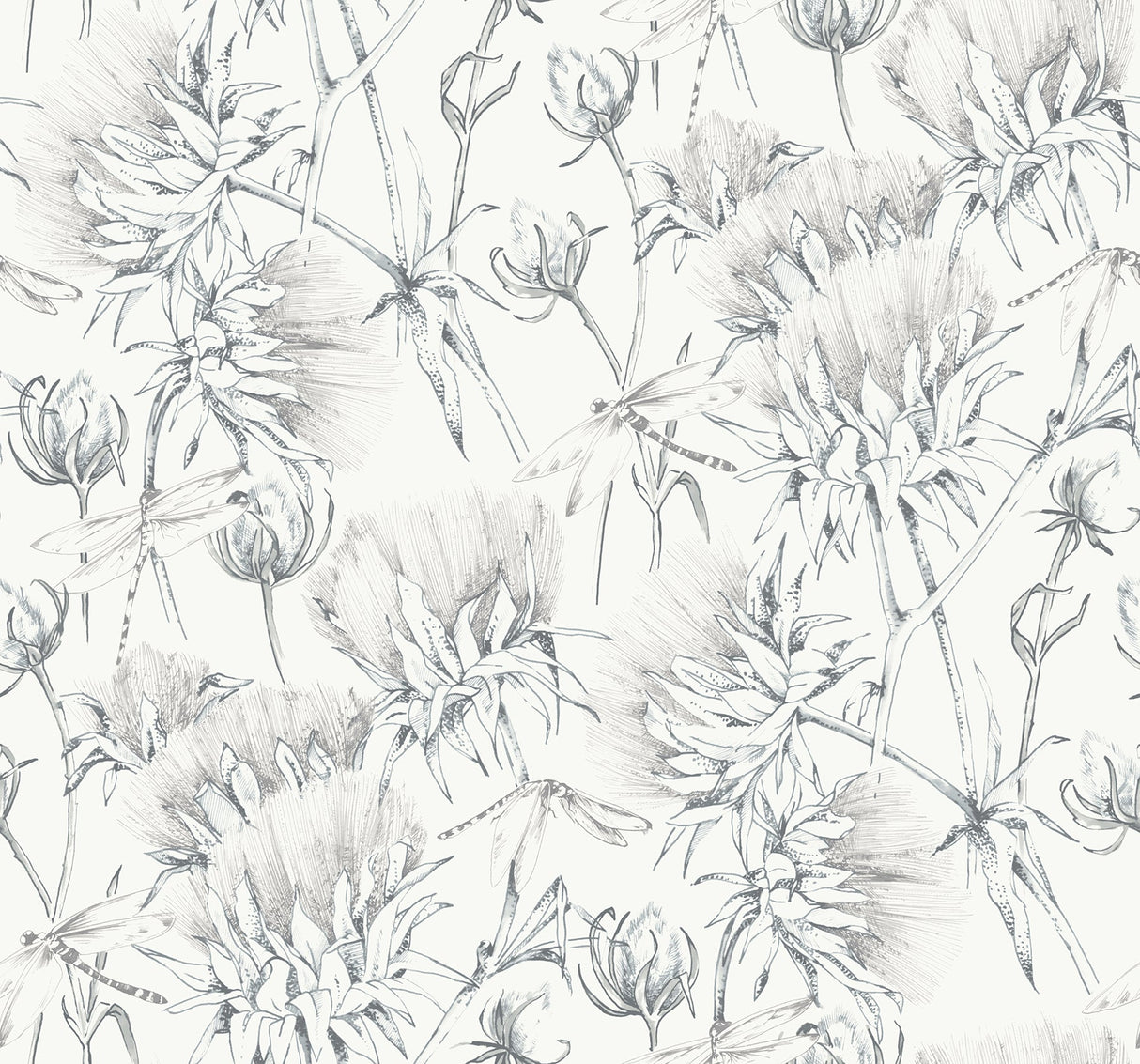 A-Street Prints 2973-90402 Mariell Grey Dragonfly Wallpaper