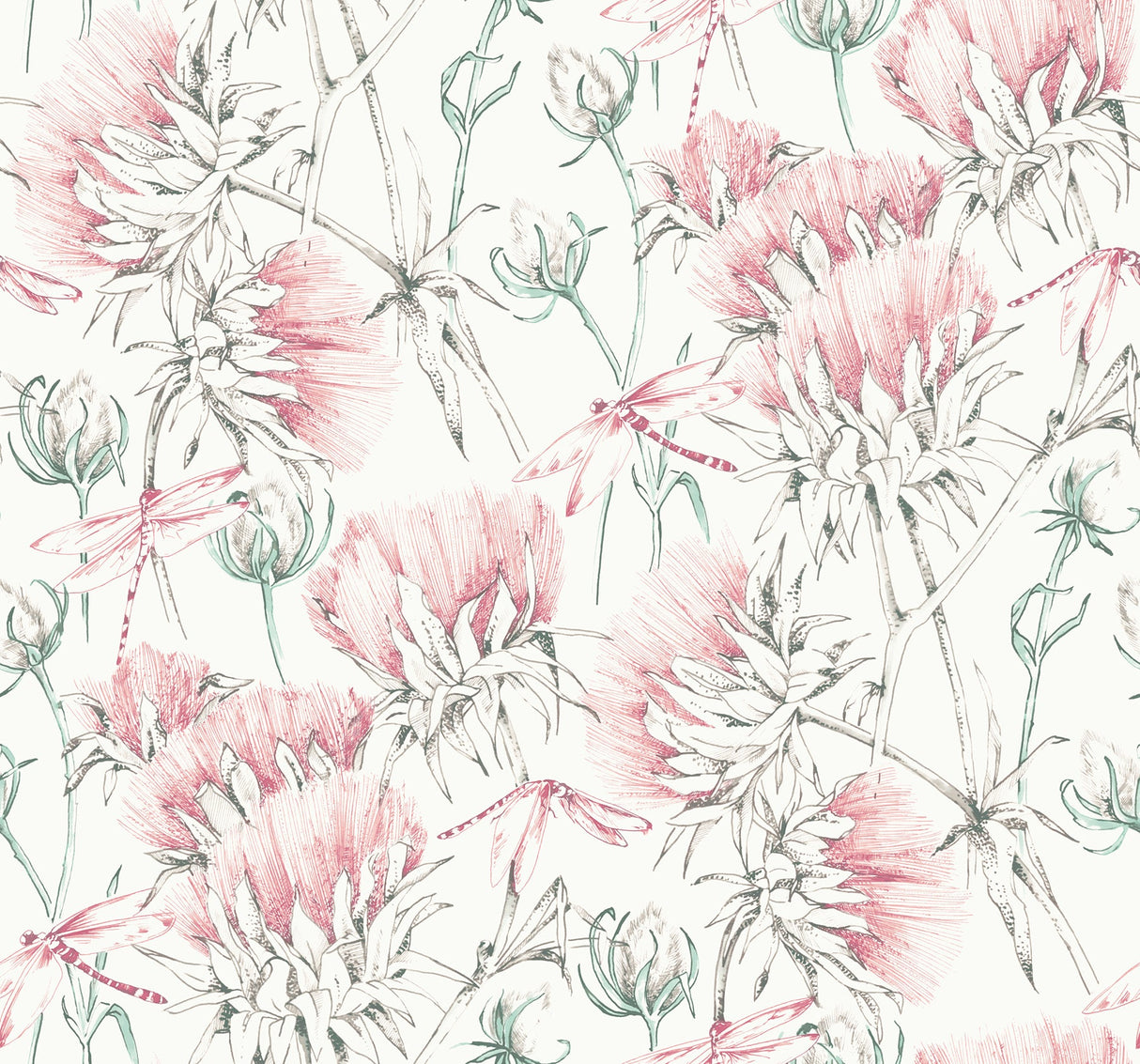 A-Street Prints 2973-90405 Mariell Pink Dragonfly Wallpaper