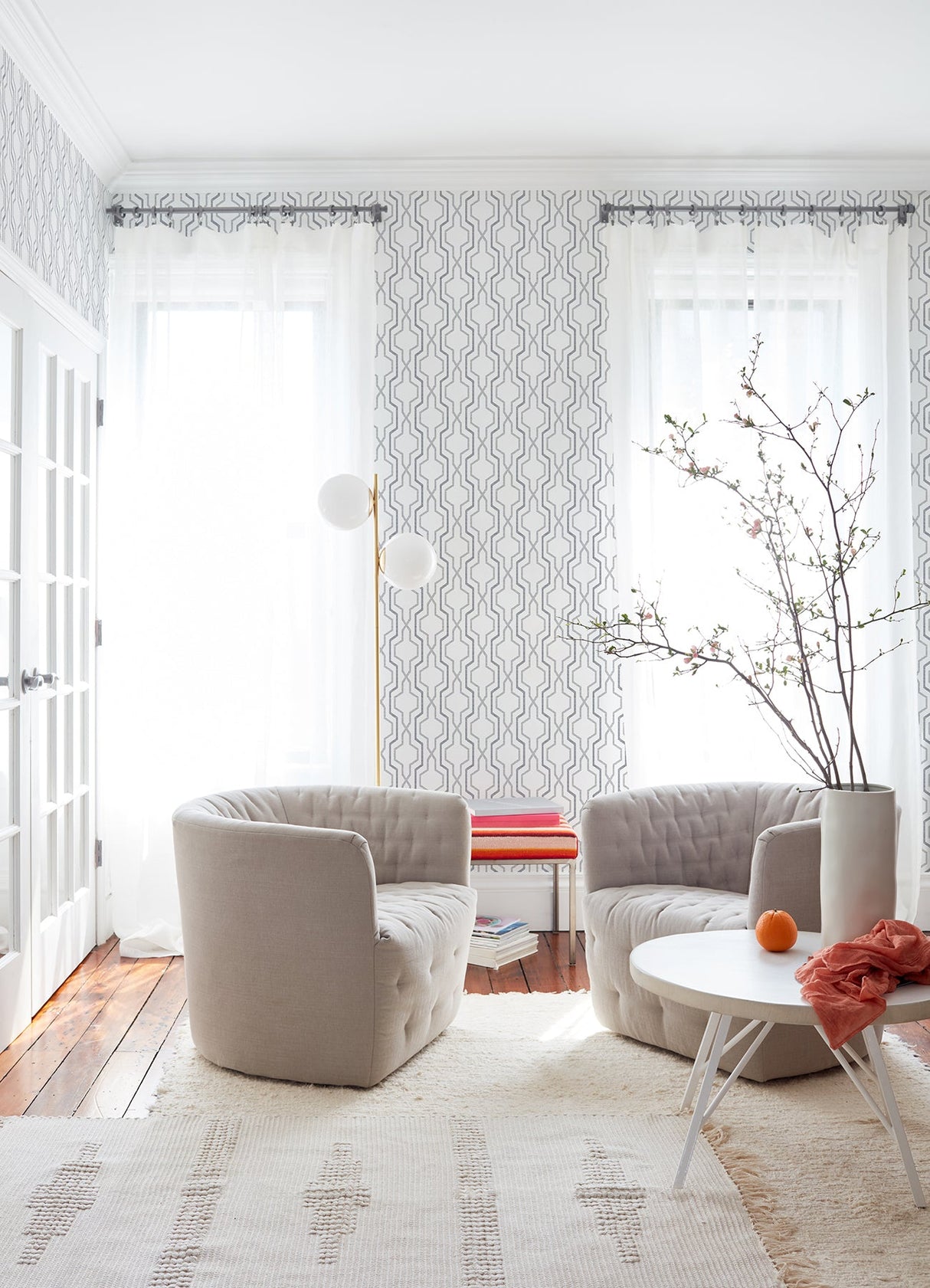 A-Street Prints 2973-90602 Rion Grey Trellis Wallpaper