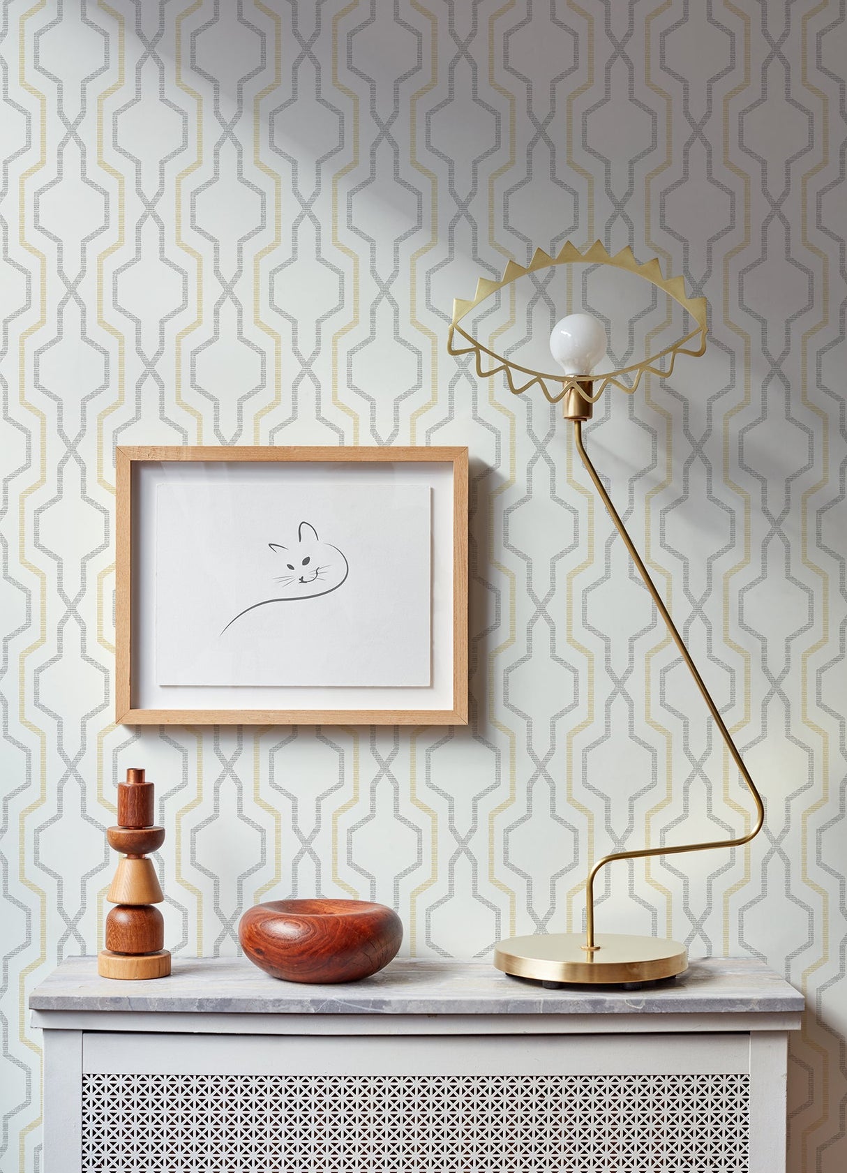 A-Street Prints 2973-90604 Rion Yellow Trellis Wallpaper