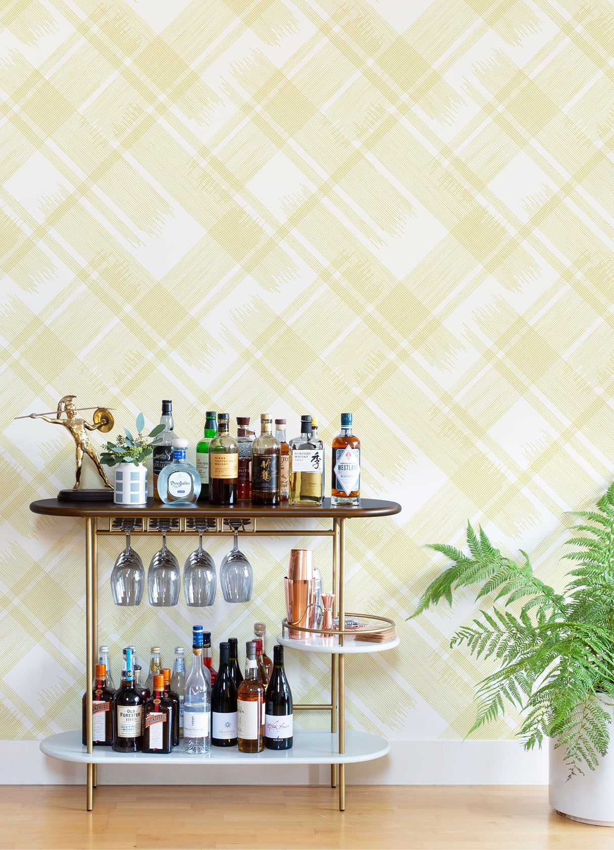 A-Street Prints 2973-90701 Zag Yellow Modern Plaid Wallpaper