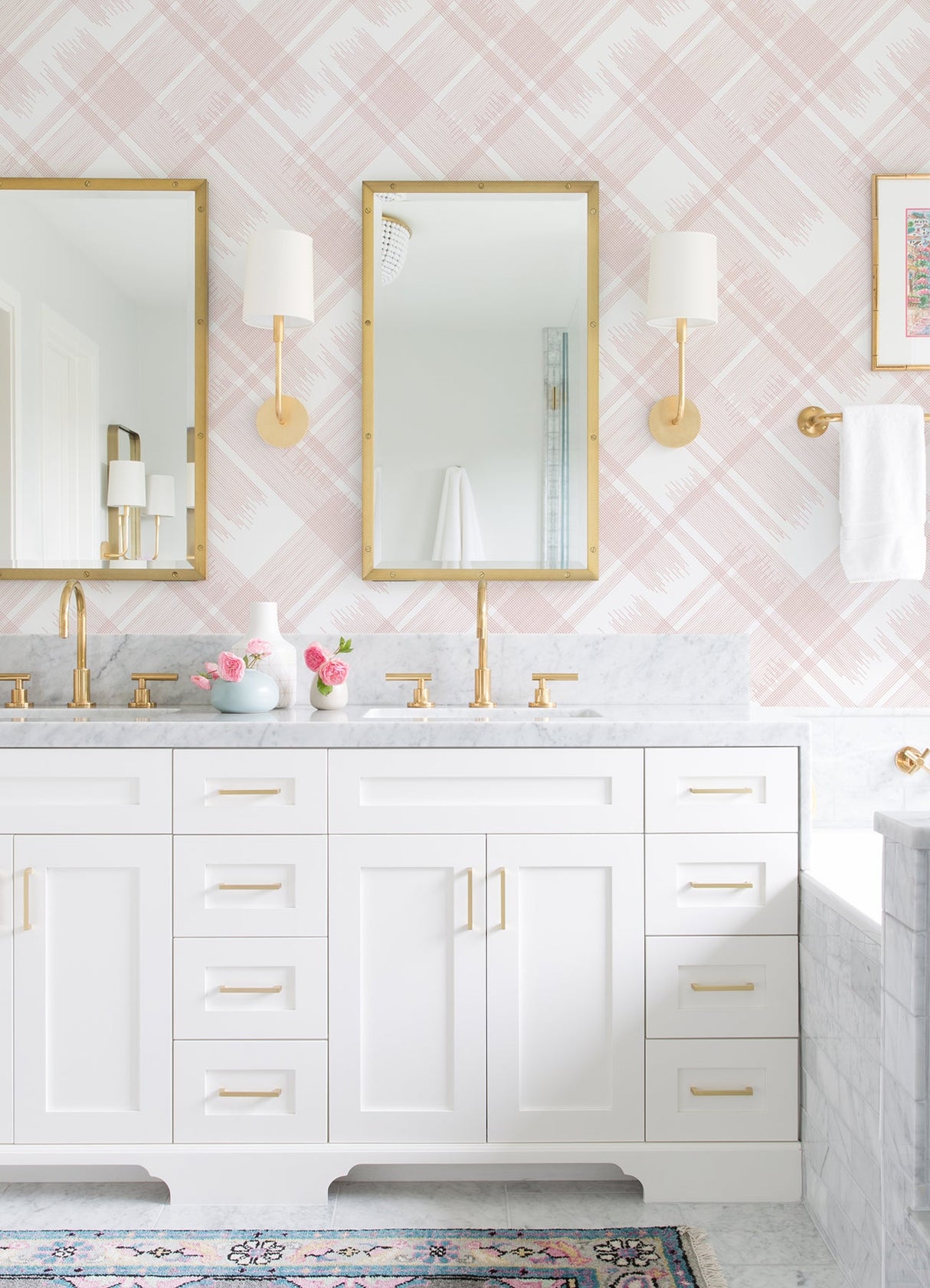 A-Street Prints 2973-90702 Zag Pink Modern Plaid Wallpaper