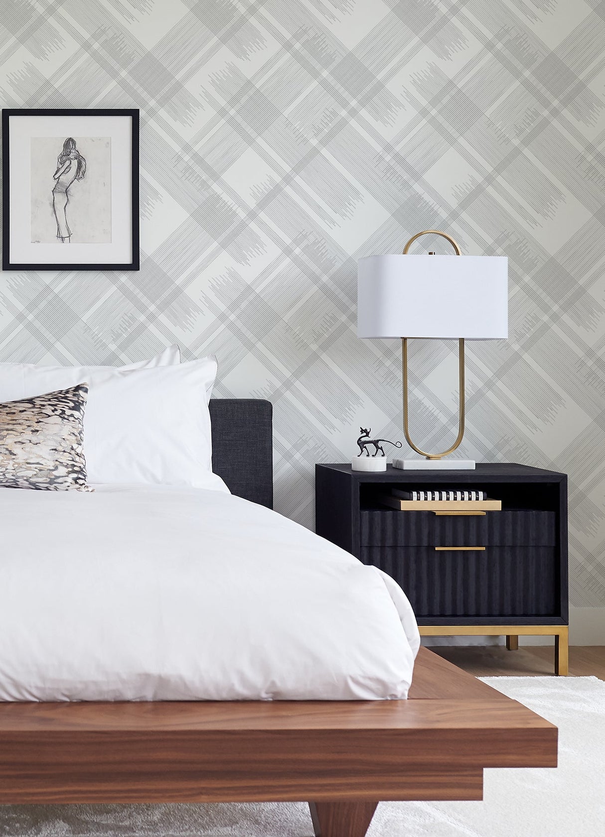 A-Street Prints 2973-90704 Zag Grey Modern Plaid Wallpaper