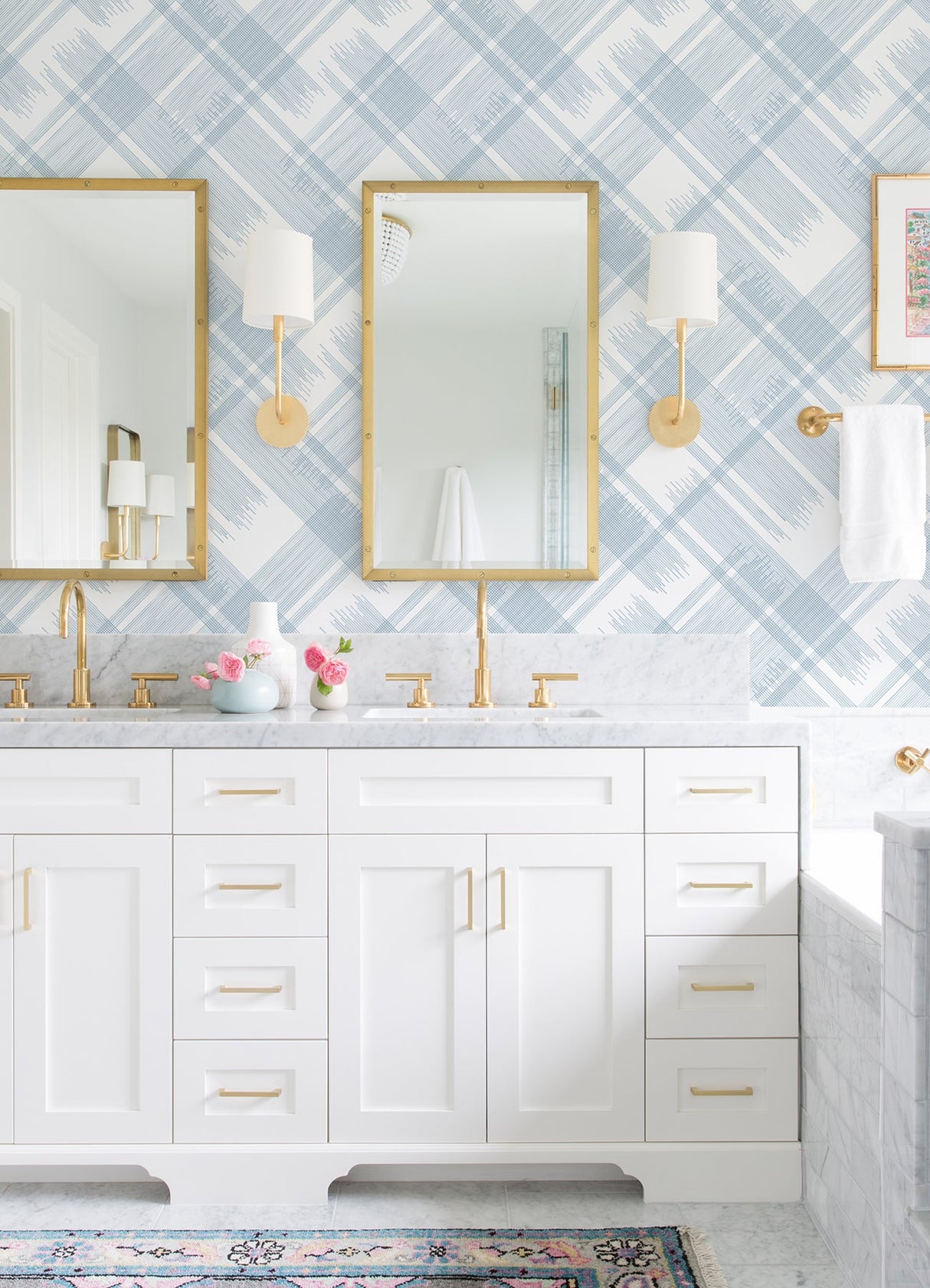 A-Street Prints 2973-90705 Zag Blue Modern Plaid Wallpaper