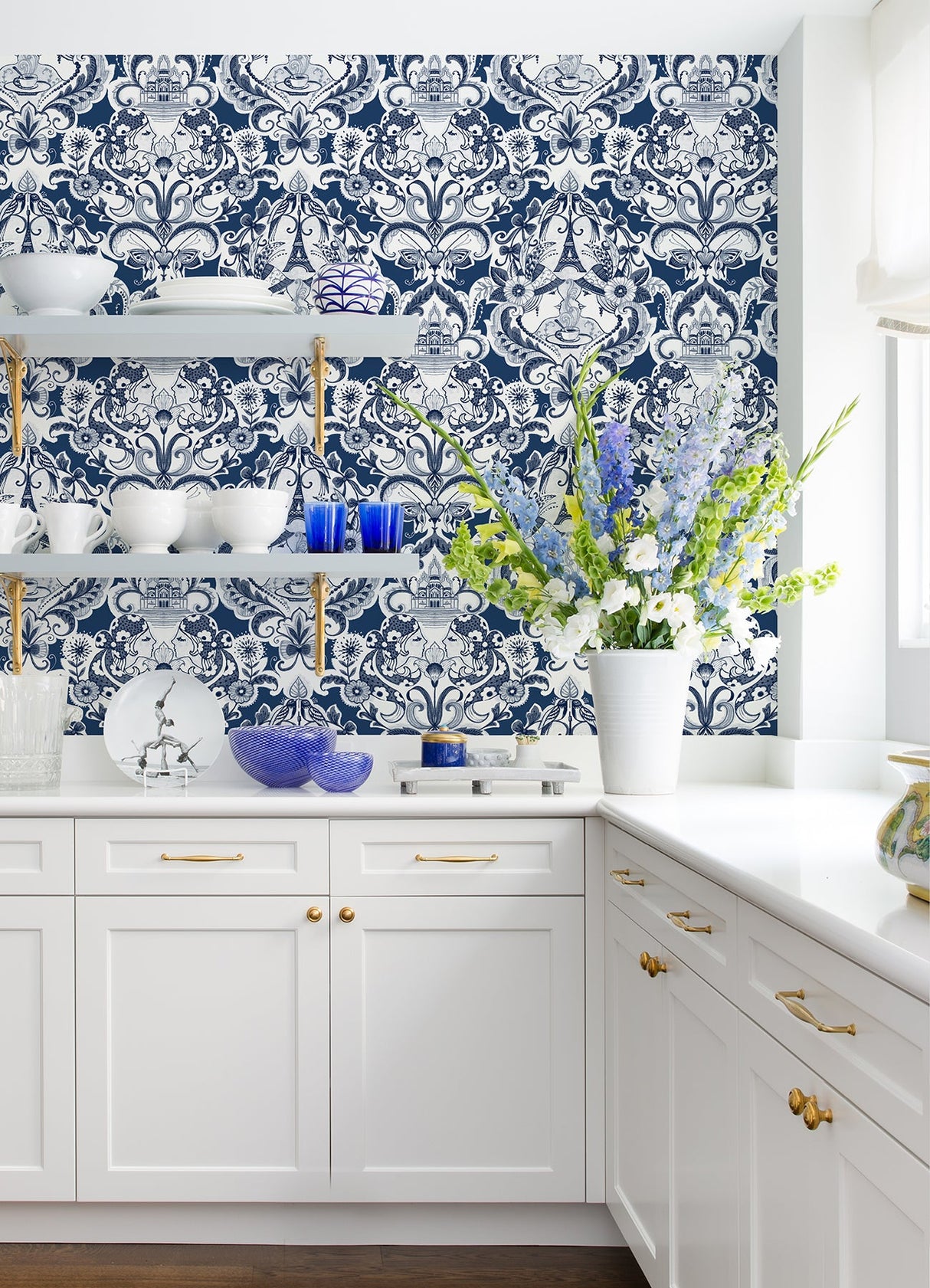 A-Street Prints 2973-90885 Sadie Navy Parisian Damask Wallpaper