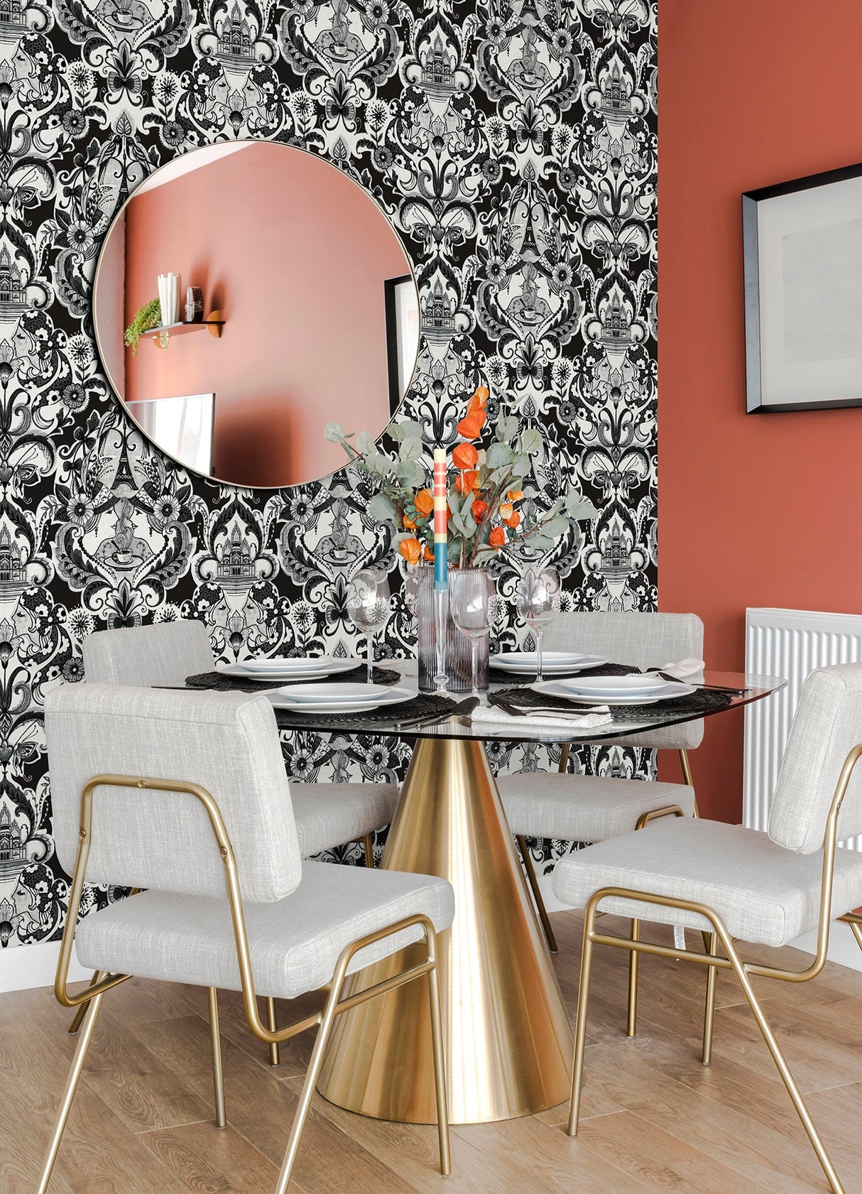 A-Street Prints 2973-90886 Sadie Black Parisian Damask Wallpaper