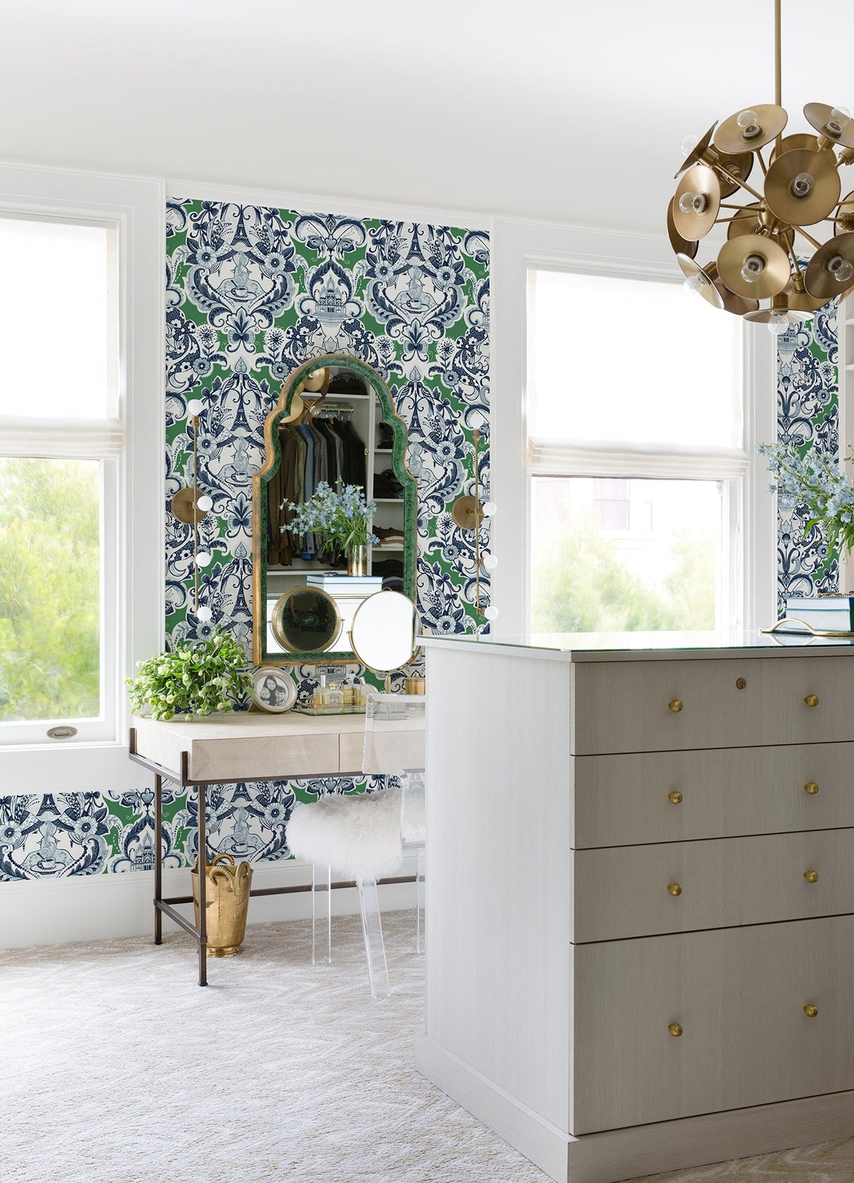 A-Street Prints 2973-90887 Sadie Green Parisian Damask Wallpaper