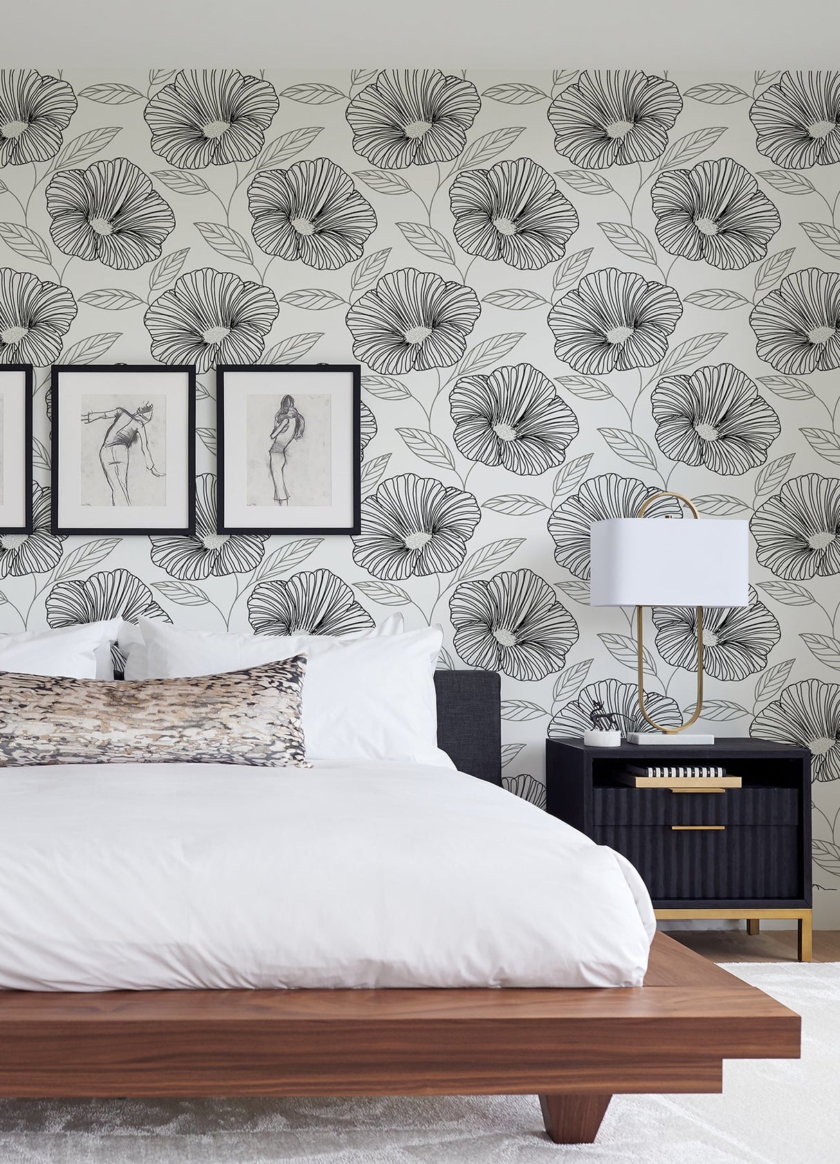 A-Street Prints 2973-91134 Mythic Black Floral Wallpaper