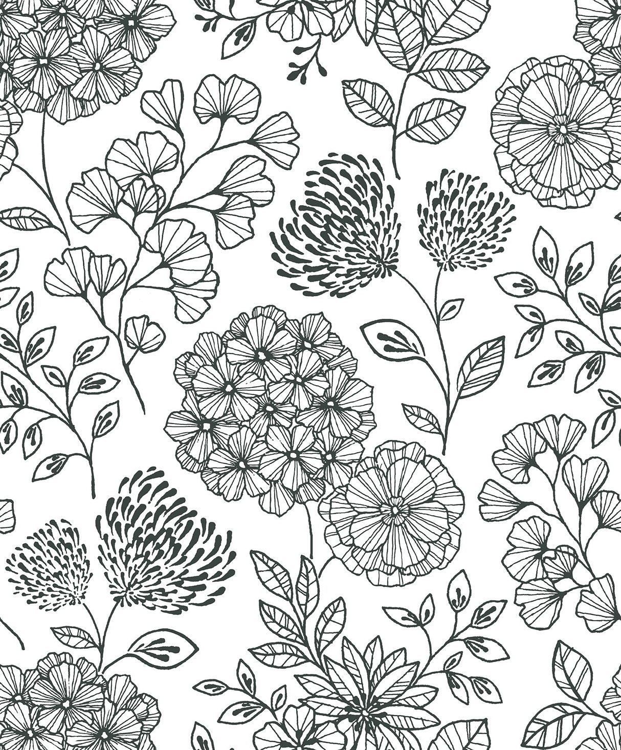 A-Street Prints 2975-26203 Ada Black Floral Wallpaper