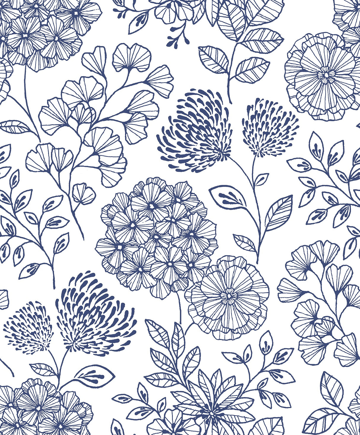 A-Street Prints 2975-26205 Ada Blue Floral Wallpaper