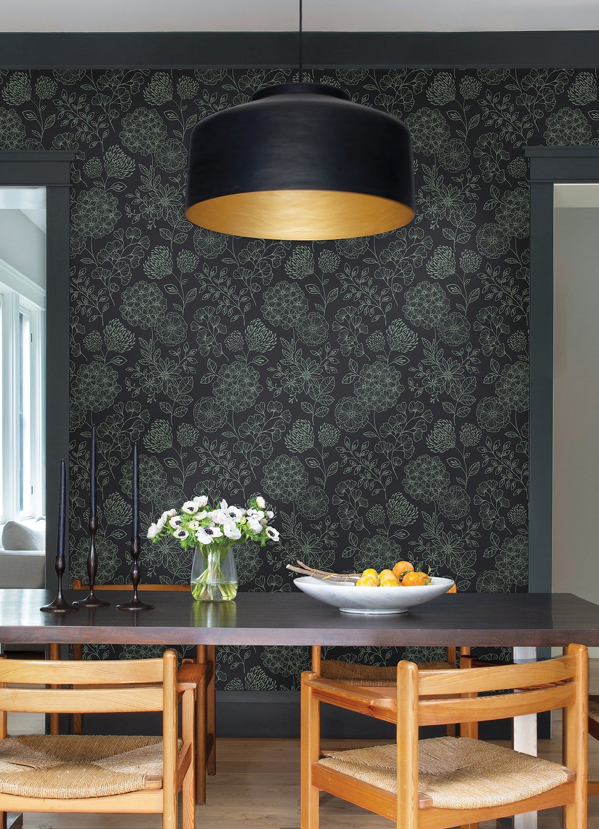 A-Street Prints 2975-26206 Ada Charcoal Floral Wallpaper