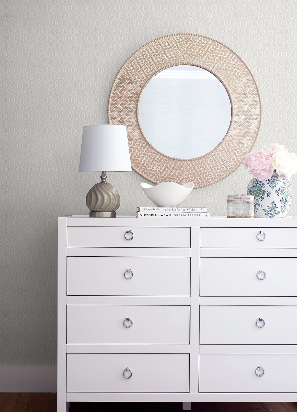 A-Street Prints 2976-86521 Rino Silver Ogee Wallpaper