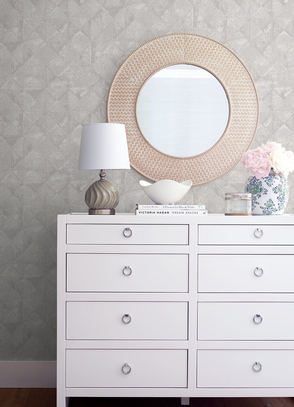 A-Street Prints 2976-86554 Demir Grey Distressed Geometric Wallpaper