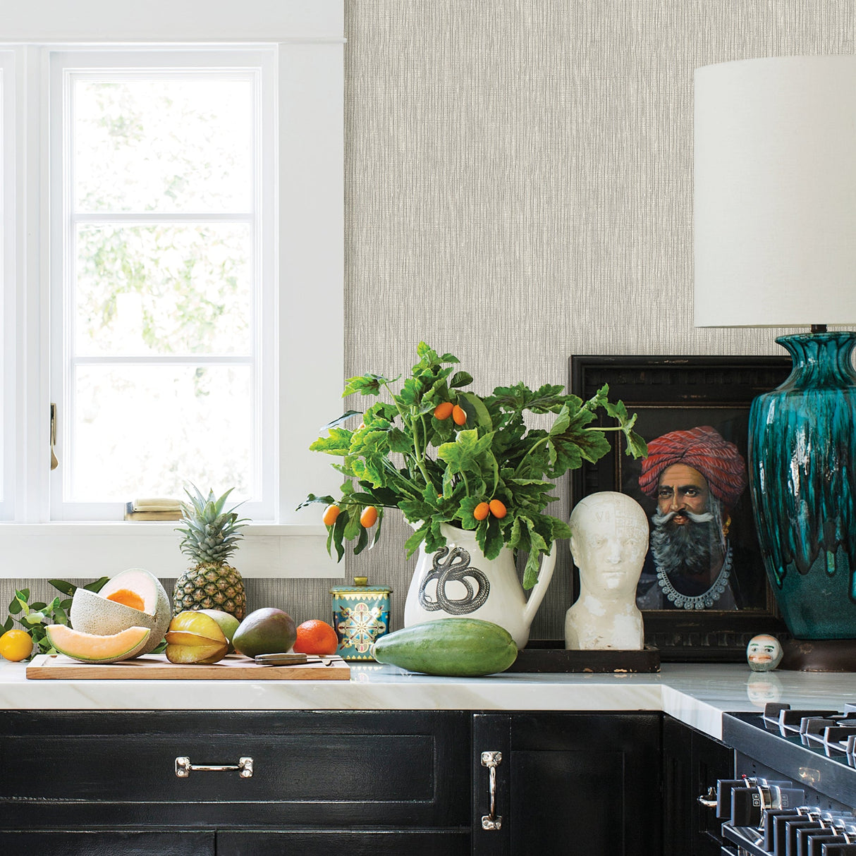 Advantage 2979-36976-5 Seaton Grey Faux Grasscloth Wallpaper