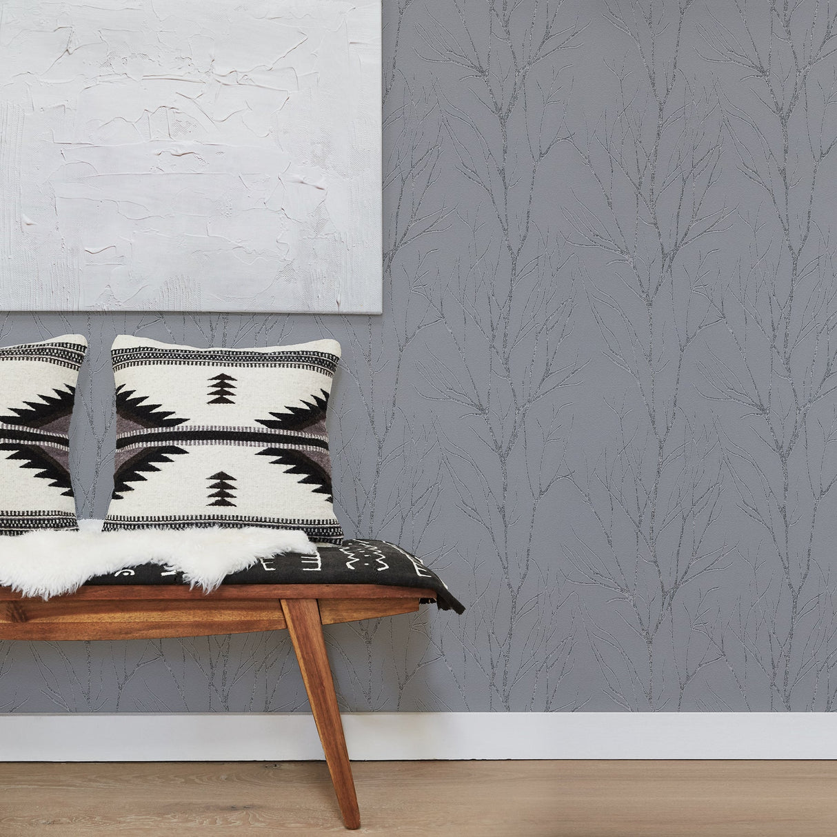 Advantage 2979-37260-1 Diani Pewter Metallic Tree Wallpaper