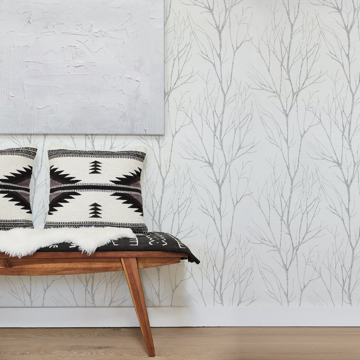 Advantage 2979-37260-2 Diani White Metallic Tree Wallpaper