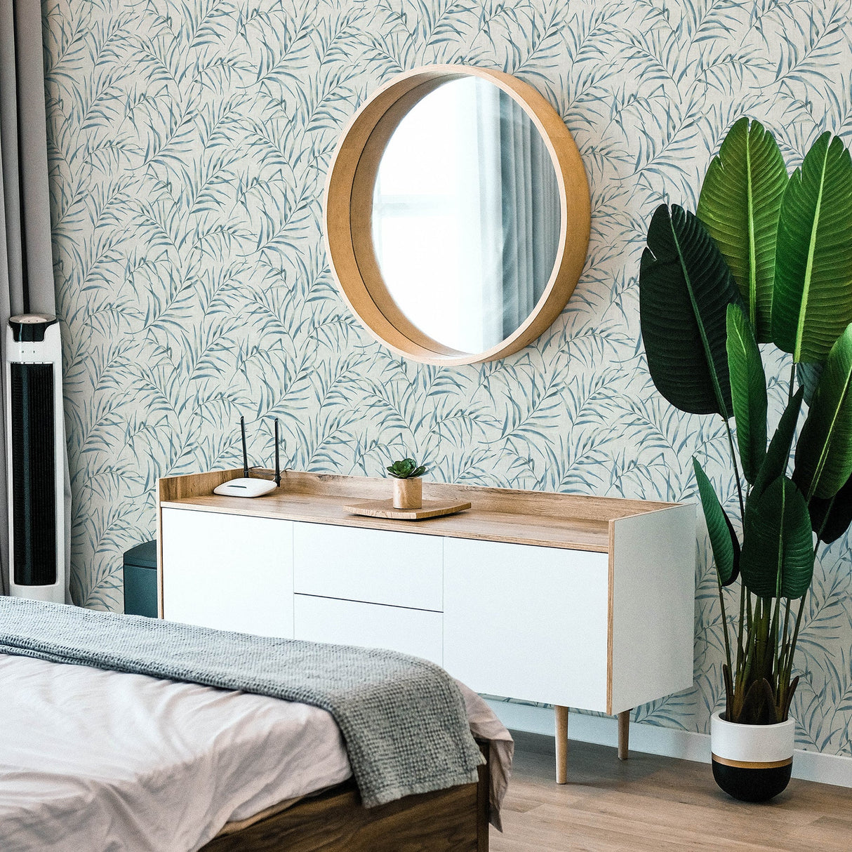 Advantage 2979-37335-1 Lani Blue Fronds Wallpaper